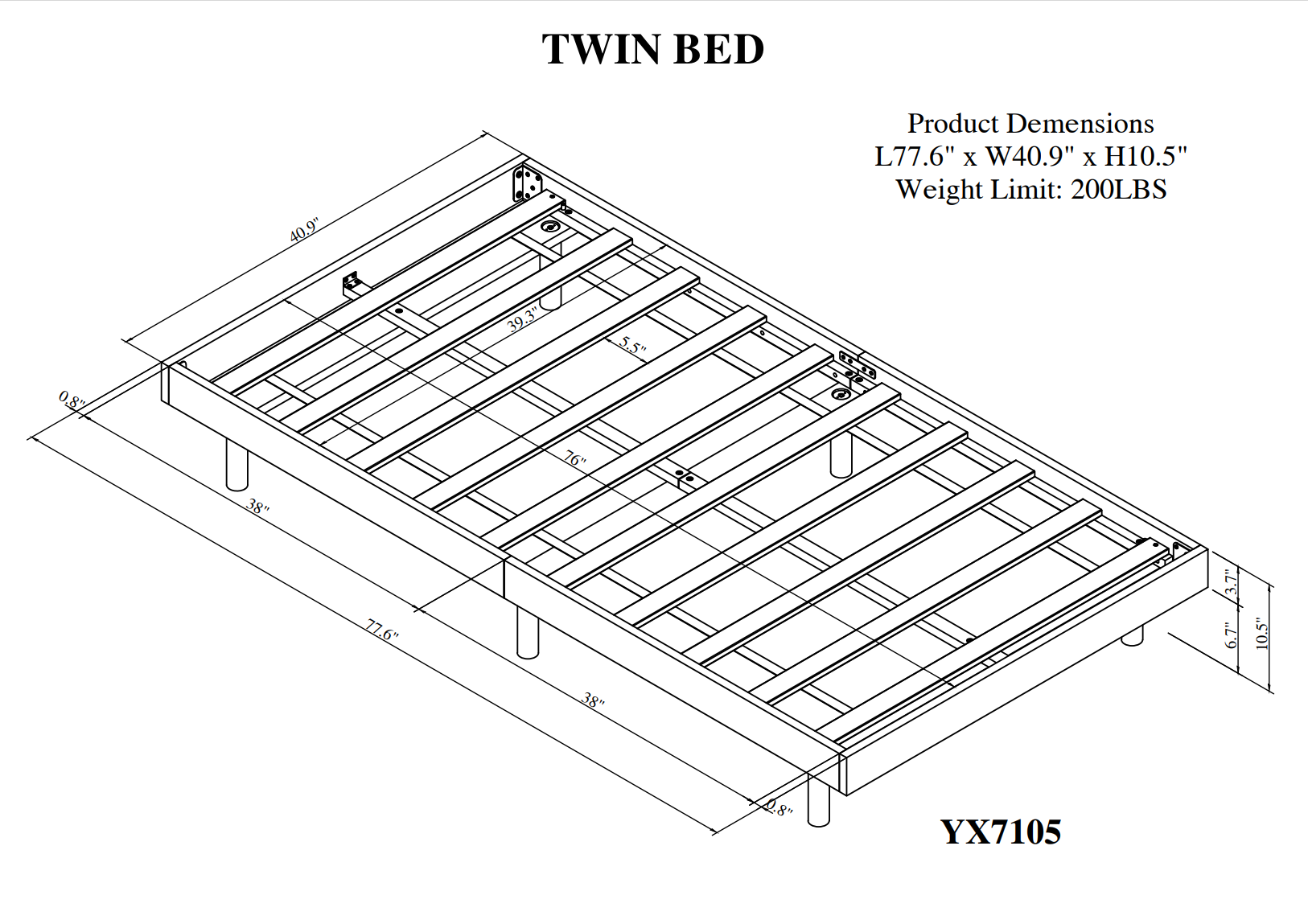 Modern Design Twin Size Floating Platform Bed Frame For White Washed Color White Washed Particle Board