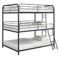 Furnituretriple Bunk Bed, Full Full Full, Black Black Metal