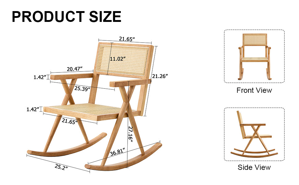 Solid Wood Imitation Rattan Rocking Chair Allows You To Relax Quietly Indoors And Outdoors, Enhancing Your Sense Of Relaxation, Suitable For Balconies, Gardens, And Camping Sites Natural Wood Solid Wood