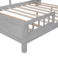 Wood Full Size Platform Bed With Built In Led Light, Storage Headboard And Guardrail, Antique Grey Box Spring Not Required Full Antique Gray Wood Bedroom Bed Frame Solid Wood Mdf