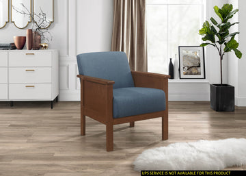 Durable Accent Chair 1Pc Luxurious Blue Upholstery Plush Cushion Comfort Modern Living Room Furniture Blue Primary Living Space Contemporary,Modern,Traditional Wood