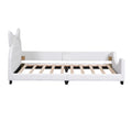 Teddy Fleece Twin Size Upholstered Daybed With Carton Ears Shaped Headboard, White Box Spring Not Required Twin White Wood Daybeds Upholstered