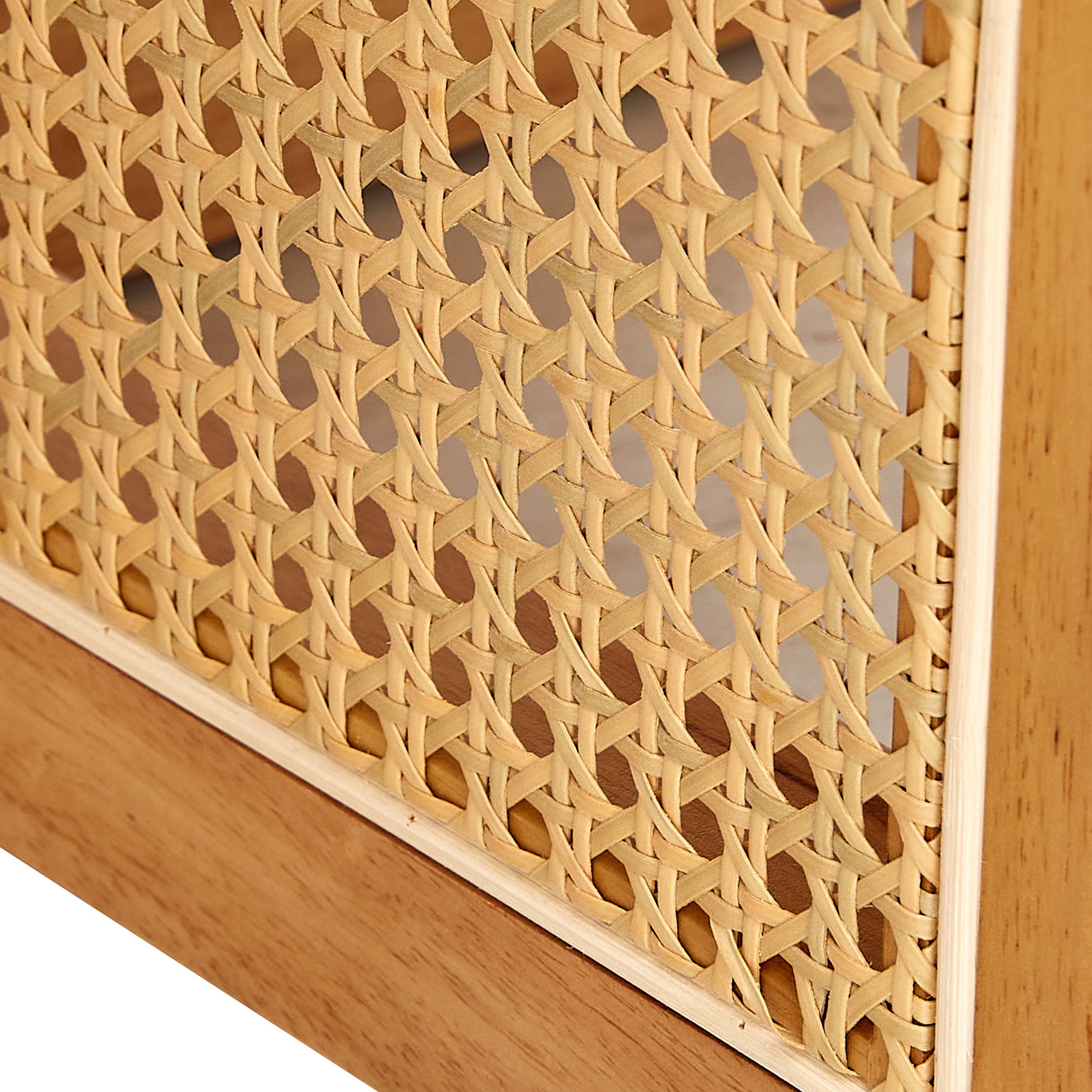Naturally Elegant Wooden Coffee Table With Faux Rattan Accents Perfect For Stylish Living Rooms And Cozy Tea Time Natural Wood Wood