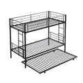 Over Twin Bunk Bed Frame With Trundle,Metal Bunkbed With Sturdy Guard Rail And 2 Sideladders For Kids Adults,Can Be Divided Into Two Beds, No Box Spring Needed, Noise Free For Dorm,Black Box Spring Not Required Twin Black Metal Bedroom Industrial Bunk
