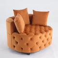 Width 40.6 Inches Accent Chair Classical Barrel Chair For Living Room Modern Leisure Sofa Chair Orange Orange Primary Living Space American Design Foam Velvet