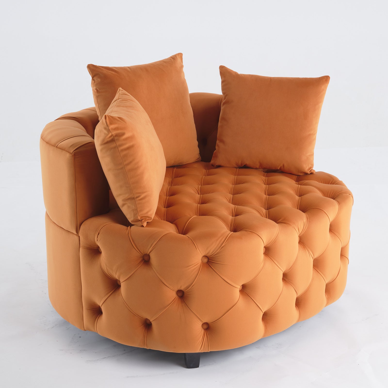 Width 40.6 Inches Accent Chair Classical Barrel Chair For Living Room Modern Leisure Sofa Chair Orange Orange Primary Living Space American Design Foam Velvet
