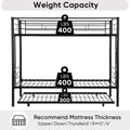 Over Twin Bunk Bed Frame With Trundle,Metal Bunkbed With Sturdy Guard Rail And 2 Sideladders For Kids Adults,Can Be Divided Into Two Beds, No Box Spring Needed, Noise Free For Dorm,Black Box Spring Not Required Twin Black Metal Bedroom Industrial Bunk