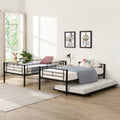 Over Twin Bunk Bed Frame With Trundle,Metal Bunkbed With Sturdy Guard Rail And 2 Sideladders For Kids Adults,Can Be Divided Into Two Beds, No Box Spring Needed, Noise Free For Dorm,Black Box Spring Not Required Twin Black Metal Bedroom Industrial Bunk