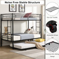 Over Twin Bunk Bed Frame With Trundle,Metal Bunkbed With Sturdy Guard Rail And 2 Sideladders For Kids Adults,Can Be Divided Into Two Beds, No Box Spring Needed, Noise Free For Dorm,Black Box Spring Not Required Twin Black Metal Bedroom Industrial Bunk