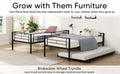 Over Twin Bunk Bed Frame With Trundle,Metal Bunkbed With Sturdy Guard Rail And 2 Sideladders For Kids Adults,Can Be Divided Into Two Beds, No Box Spring Needed, Noise Free For Dorm,Black Box Spring Not Required Twin Black Metal Bedroom Industrial Bunk