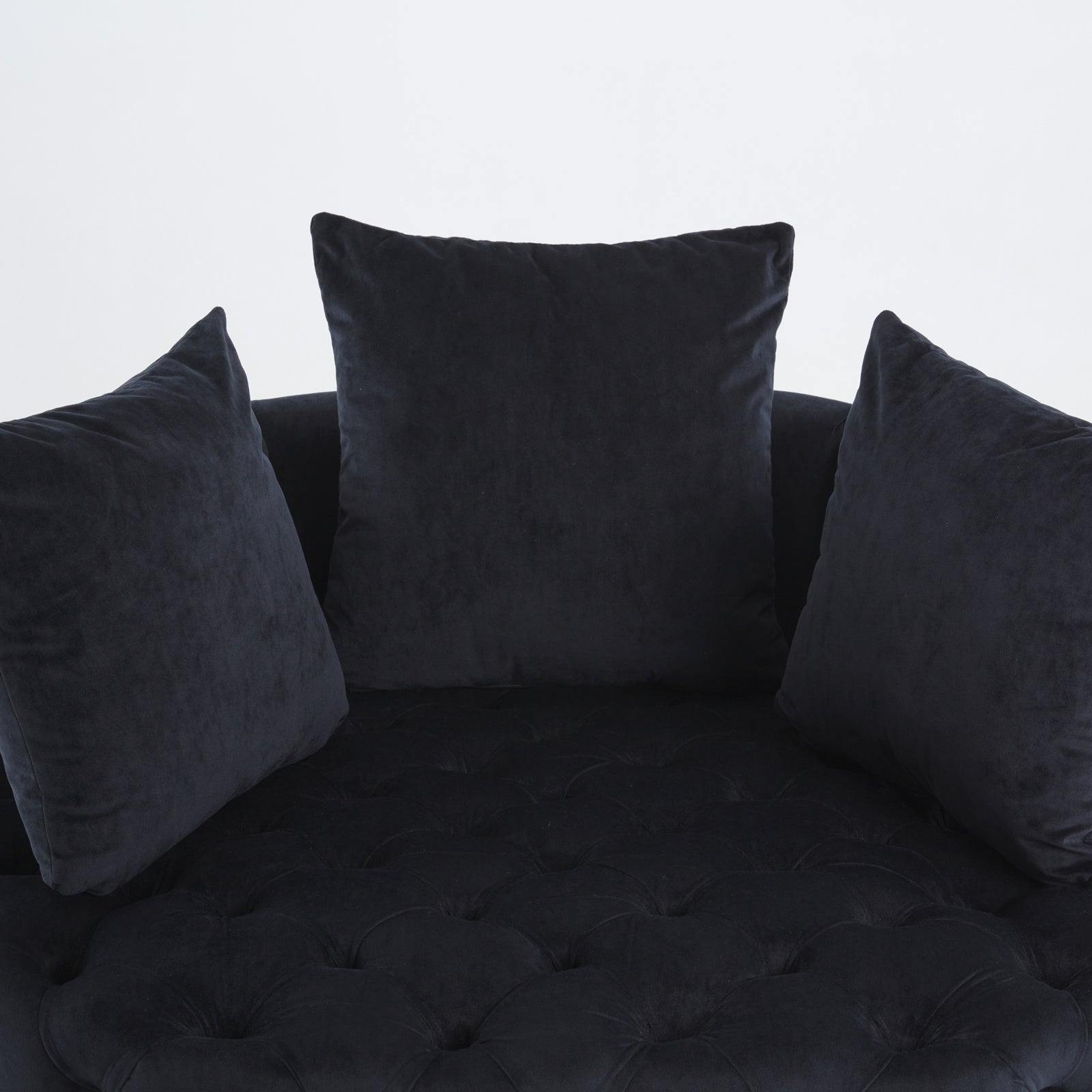 Width 40.6 Inches Accent Chair Classical Barrel Chair For Living Room Modern Leisure Sofa Chair Black Black Primary Living Space American Design Foam Velvet