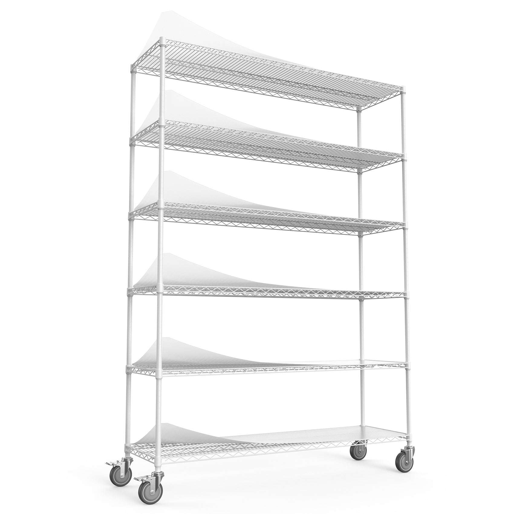 6 Tier Wire Shelving Unit, 6000 Lbs Nsf Height Adjustable Metal Garage Storage Shelves With Wheels, Heavy Duty Storage Wire Rack Metal Shelves White 186082 White Iron Plastic