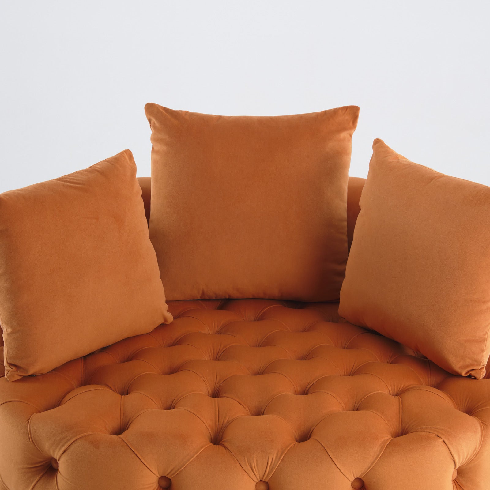 Width 40.6 Inches Accent Chair Classical Barrel Chair For Living Room Modern Leisure Sofa Chair Orange Orange Primary Living Space American Design Foam Velvet