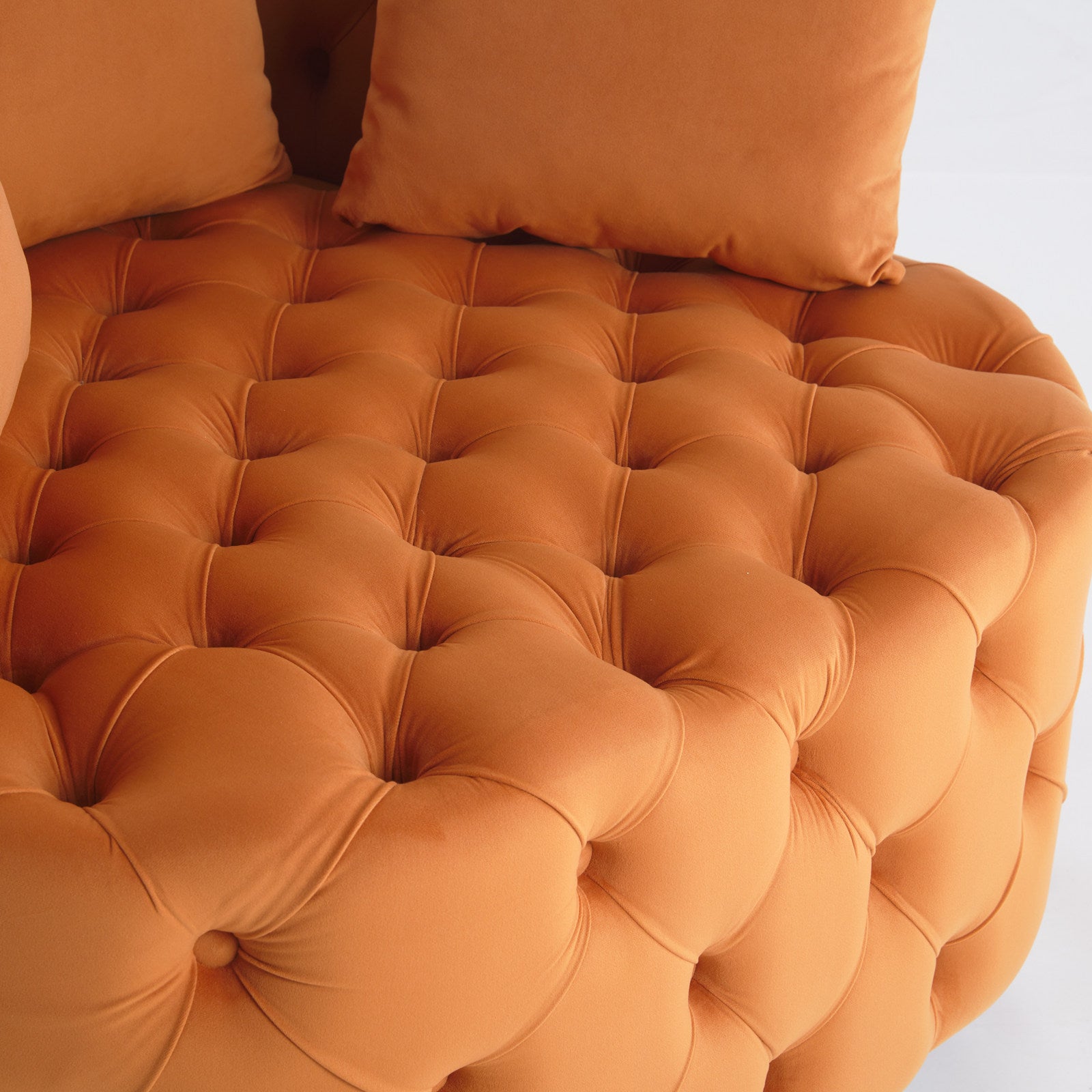Width 40.6 Inches Accent Chair Classical Barrel Chair For Living Room Modern Leisure Sofa Chair Orange Orange Primary Living Space American Design Foam Velvet