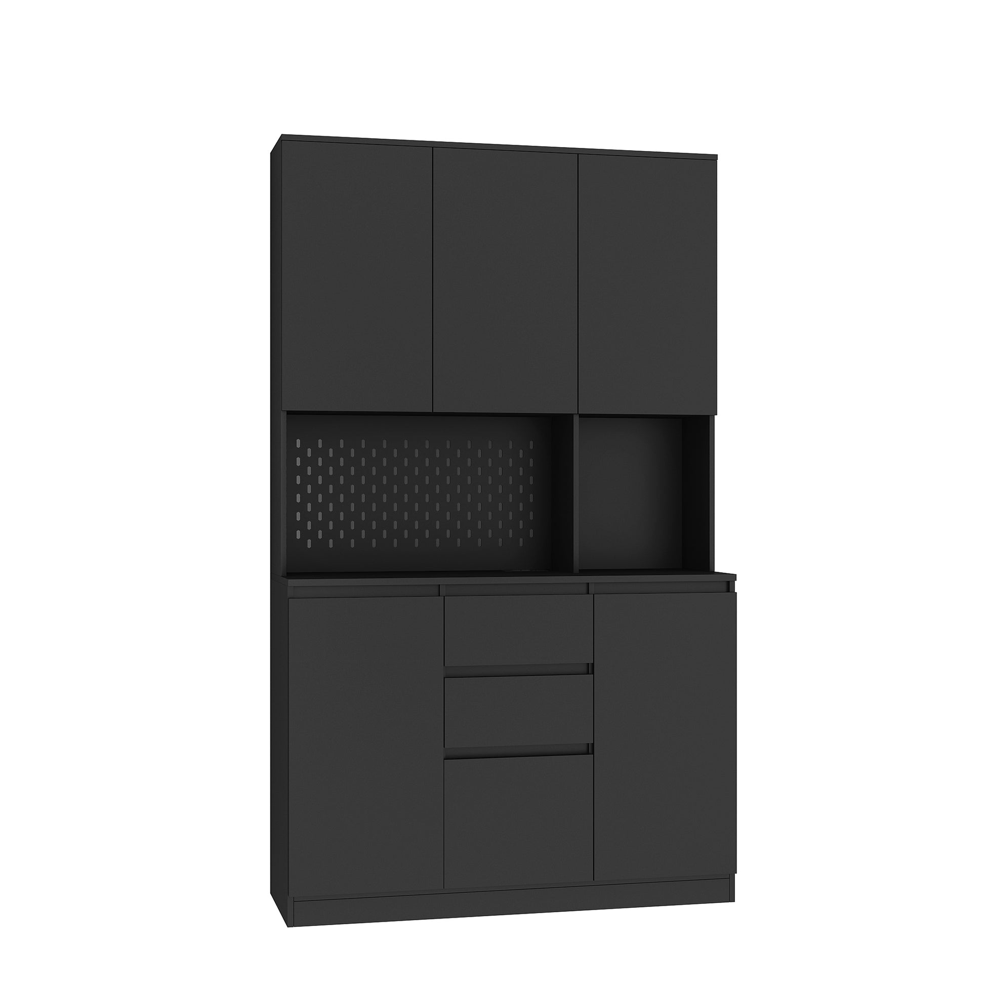 74" Freestanding Kitchen Pantry Cabinet Cupboard With 6 Doors,3 Shelves And 2 Drawer,Versatile Wardrobe & Kitchen Cabinet,Craft Storage Cabinet,Laundry Room Storage For Bedroom Kitchen Black Black Mdf