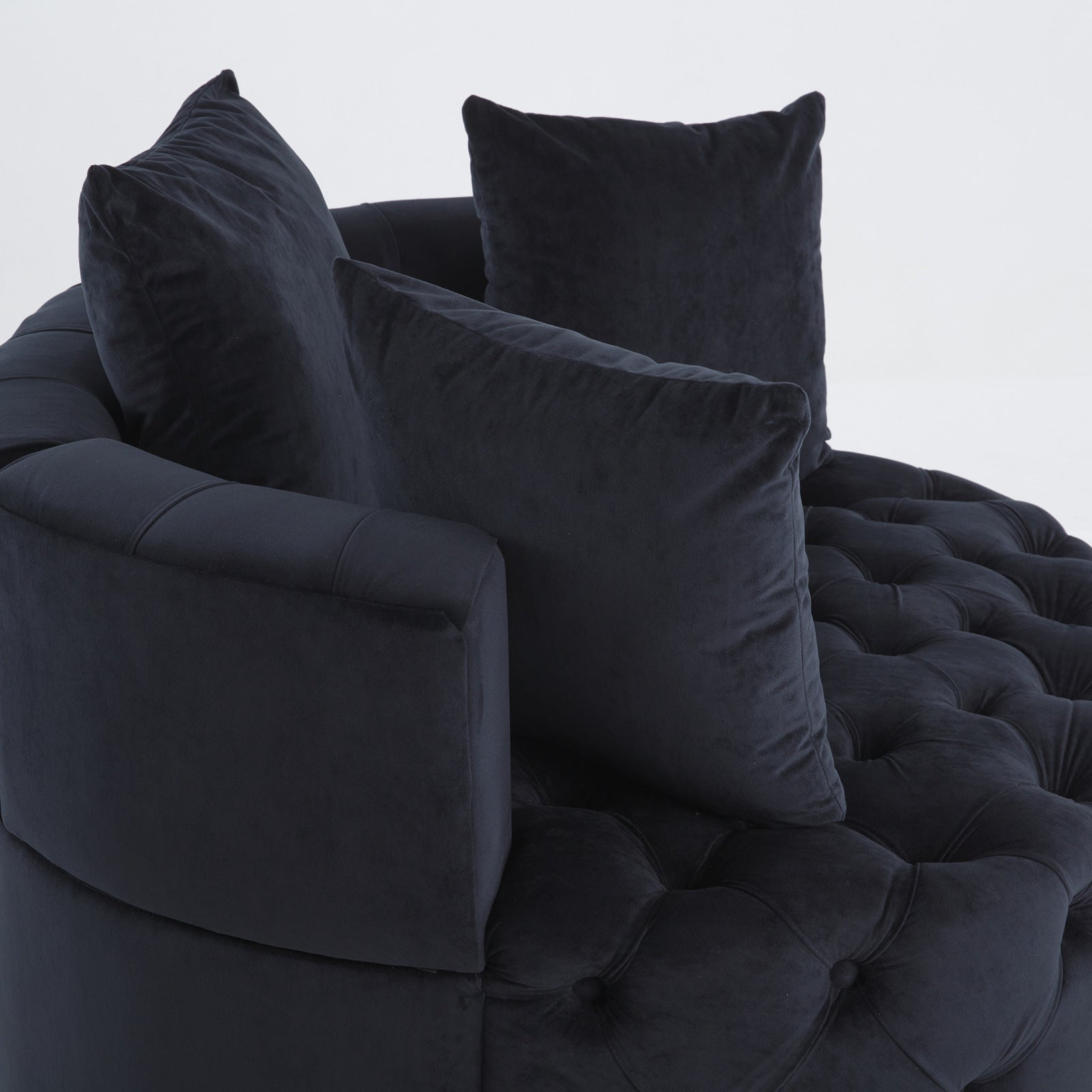 Width 40.6 Inches Accent Chair Classical Barrel Chair For Living Room Modern Leisure Sofa Chair Black Black Primary Living Space American Design Foam Velvet