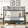 Bunk Bed Twin Over Twin Size With 2 Ladders And Full Length Guardrail, Metal, Storage Space, No Box Spring Needed, Noise Free, Black Box Spring Not Required Twin Black Metal Bedroom Industrial Bunk Metal