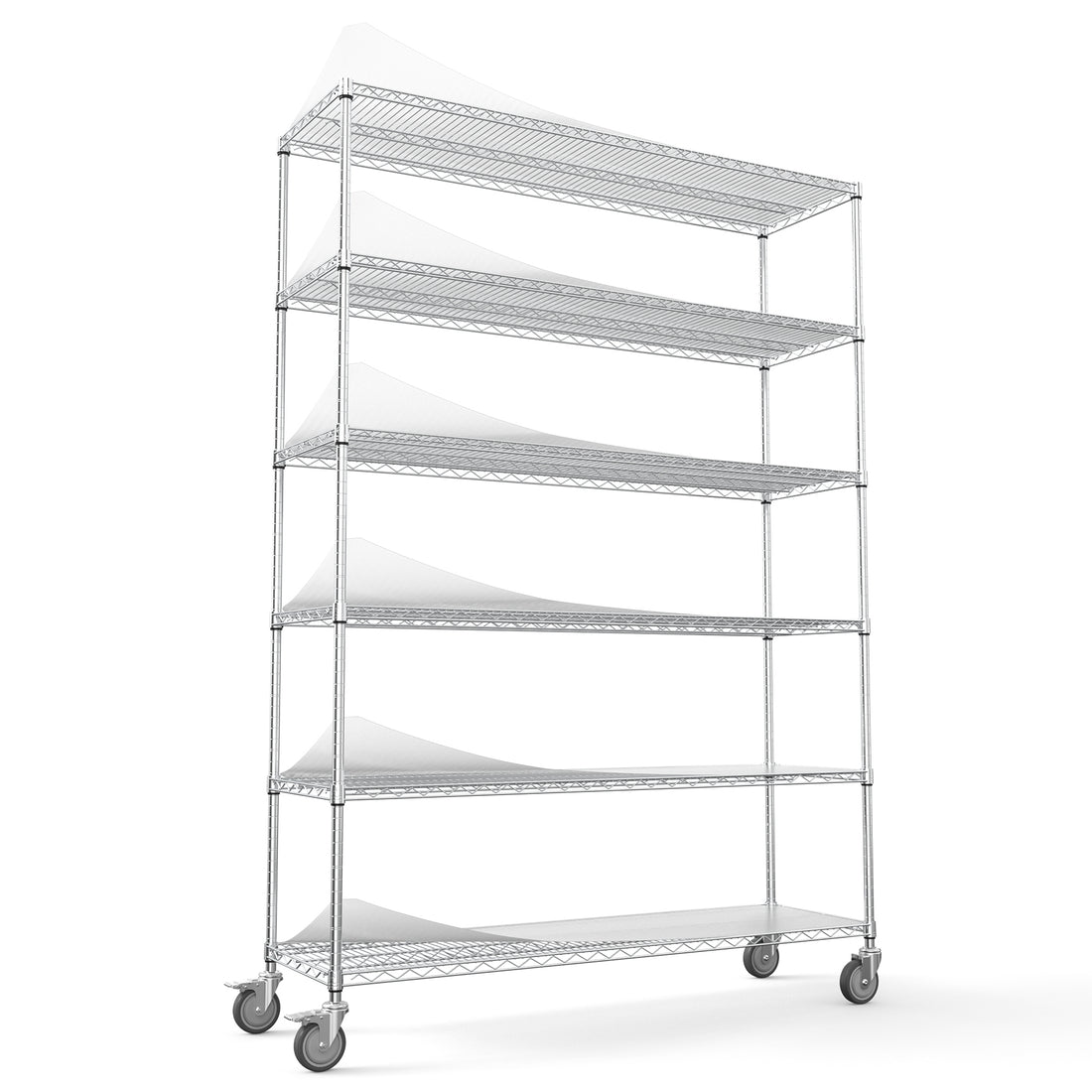 6 Tier Wire Shelving Unit, 6000 Lbs Nsf Height Adjustable Metal Garage Storage Shelves With Wheels, Heavy Duty Storage Wire Rack Metal Shelves Chrome 186082 Chrome Iron Plastic