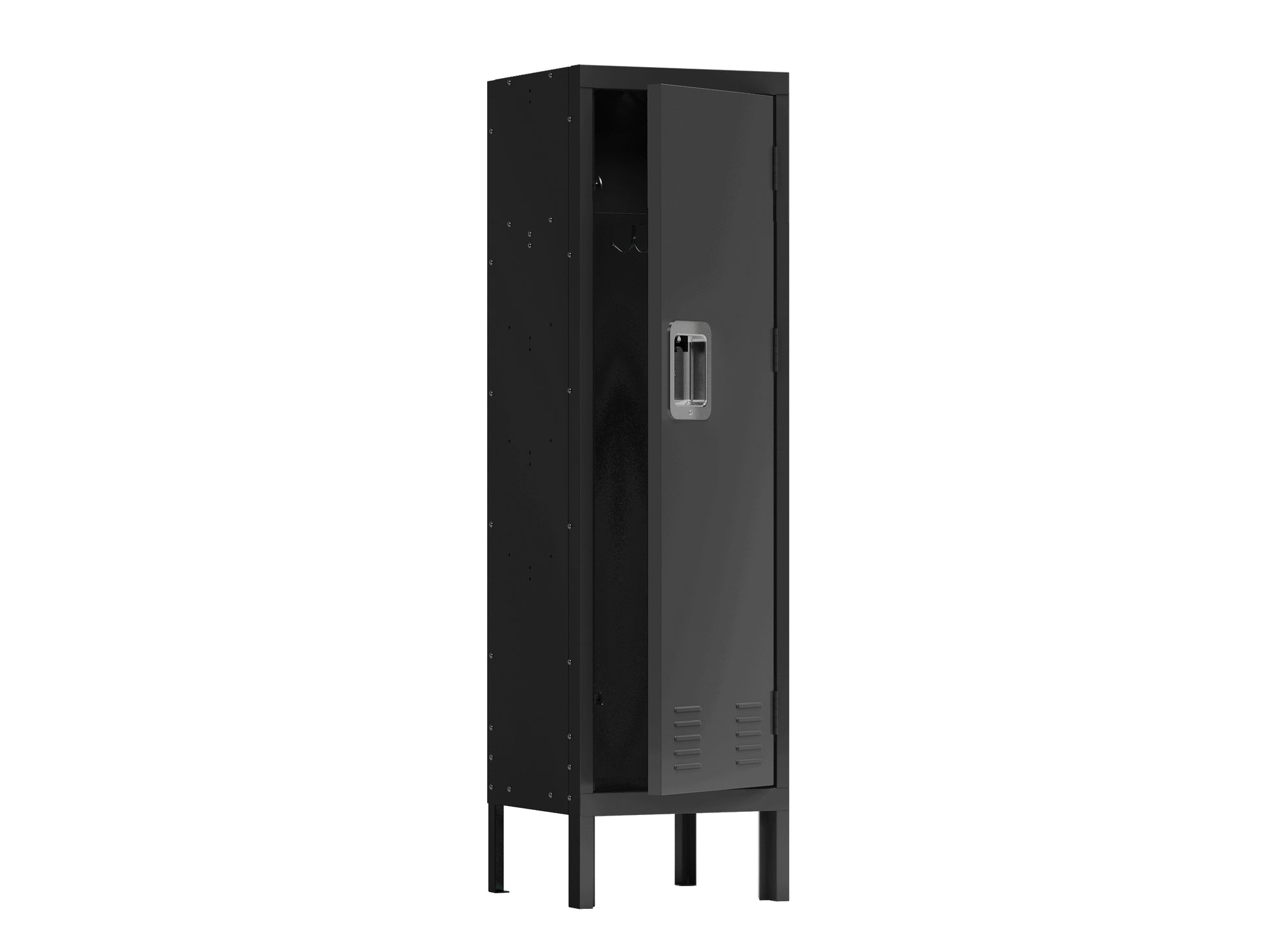 1 Door Tall Single Metal Locker Retro Style Storage Cabinet Industrial Furniture For Living Room Bedroom Storage Room Gym School Black Black Steel