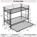 Over Twin Bunk Bed Frame With Trundle,Metal Bunkbed With Sturdy Guard Rail And 2 Sideladders For Kids Adults,Can Be Divided Into Two Beds, No Box Spring Needed, Noise Free For Dorm,Black Box Spring Not Required Twin Black Metal Bedroom Industrial Bunk