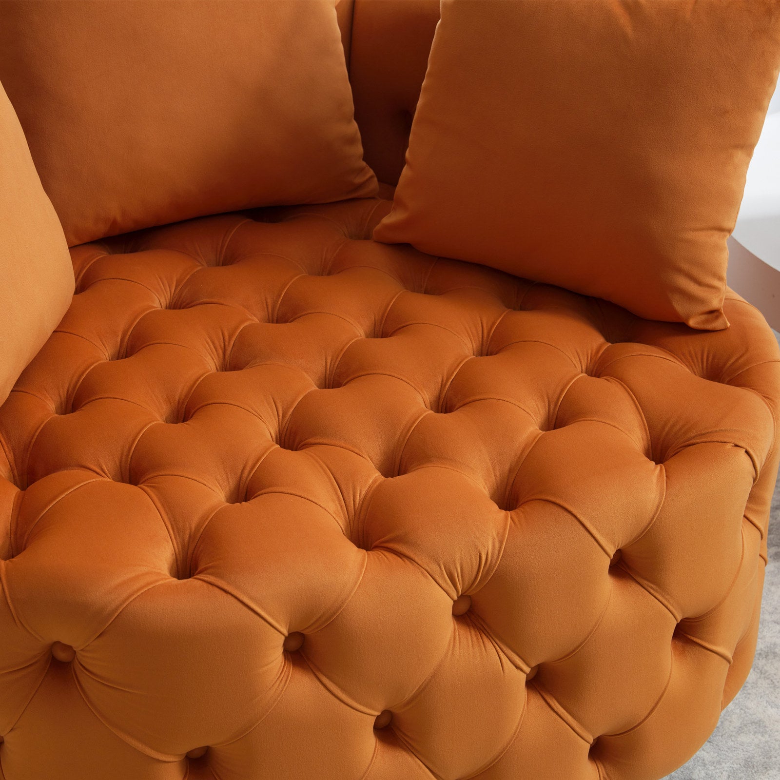 Width 40.6 Inches Accent Chair Classical Barrel Chair For Living Room Modern Leisure Sofa Chair Orange Orange Primary Living Space American Design Foam Velvet