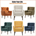 Modern Accent Chair Upholstered Foam Filled Living Room Chairs Comfy Reading Chair Mid Century Modern Chair With Chenille Fabric Lounge Arm Chairs Armchair For Living Room Bedroom Beige Beige Light Brown Primary Living Space Modern Rubberwood Foam