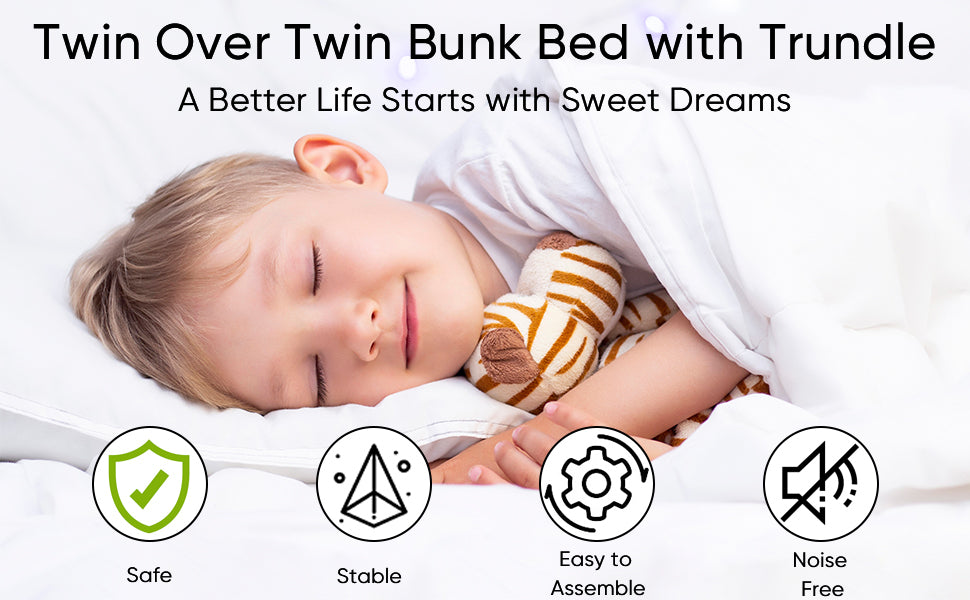 Over Twin Bunk Bed Frame With Trundle,Metal Bunkbed With Sturdy Guard Rail And 2 Sideladders For Kids Adults,Can Be Divided Into Two Beds, No Box Spring Needed, Noise Free For Dorm,Black Box Spring Not Required Twin Black Metal Bedroom Industrial Bunk