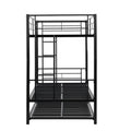 Over Twin Bunk Bed Frame With Trundle,Metal Bunkbed With Sturdy Guard Rail And 2 Sideladders For Kids Adults,Can Be Divided Into Two Beds, No Box Spring Needed, Noise Free For Dorm,Black Box Spring Not Required Twin Black Metal Bedroom Industrial Bunk