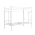 Twin Over Twin Metal Bunk Bed,Metal Structure Bedframe With Safety Guardrails And 2 Ladders,Convertible Bunkbeds,No Spring Box Required And Space Saving Design,White Box Spring Not Required Twin White Metal Bedroom Industrial Bed Frame Metal