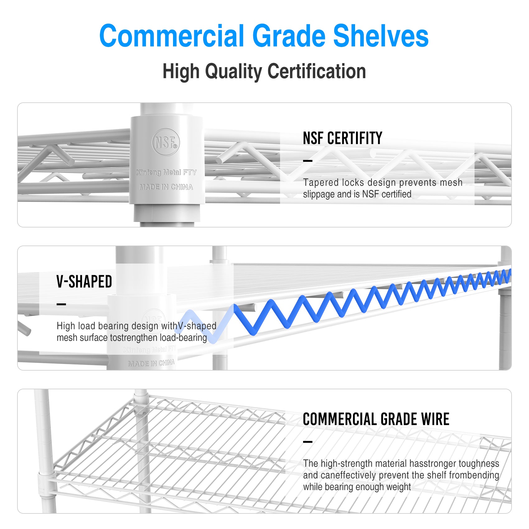 6 Tier Wire Shelving Unit, 6000 Lbs Nsf Height Adjustable Metal Garage Storage Shelves With Wheels, Heavy Duty Storage Wire Rack Metal Shelves White 186082 White Iron Plastic