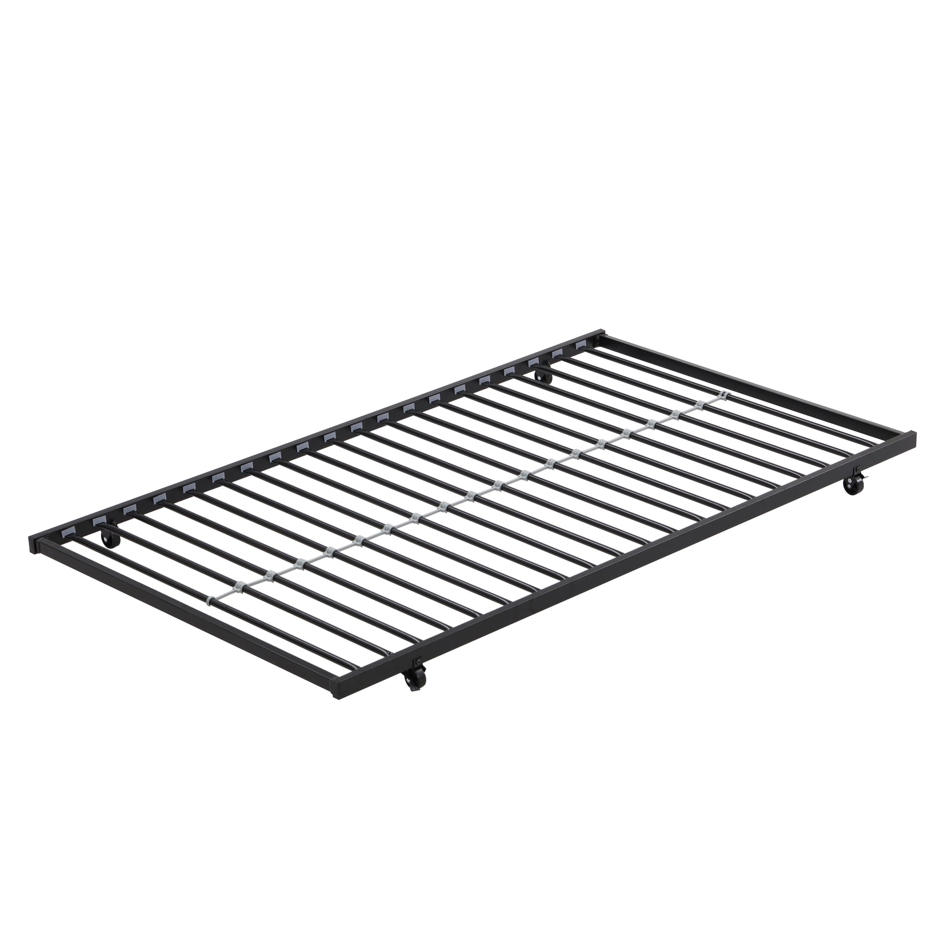 Over Twin Bunk Bed Frame With Trundle,Metal Bunkbed With Sturdy Guard Rail And 2 Sideladders For Kids Adults,Can Be Divided Into Two Beds, No Box Spring Needed, Noise Free For Dorm,Black Box Spring Not Required Twin Black Metal Bedroom Industrial Bunk