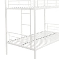 Twin Over Twin Metal Bunk Bed,Metal Structure Bedframe With Safety Guardrails And 2 Ladders,Convertible Bunkbeds,No Spring Box Required And Space Saving Design,White Box Spring Not Required Twin White Metal Bedroom Industrial Bed Frame Metal