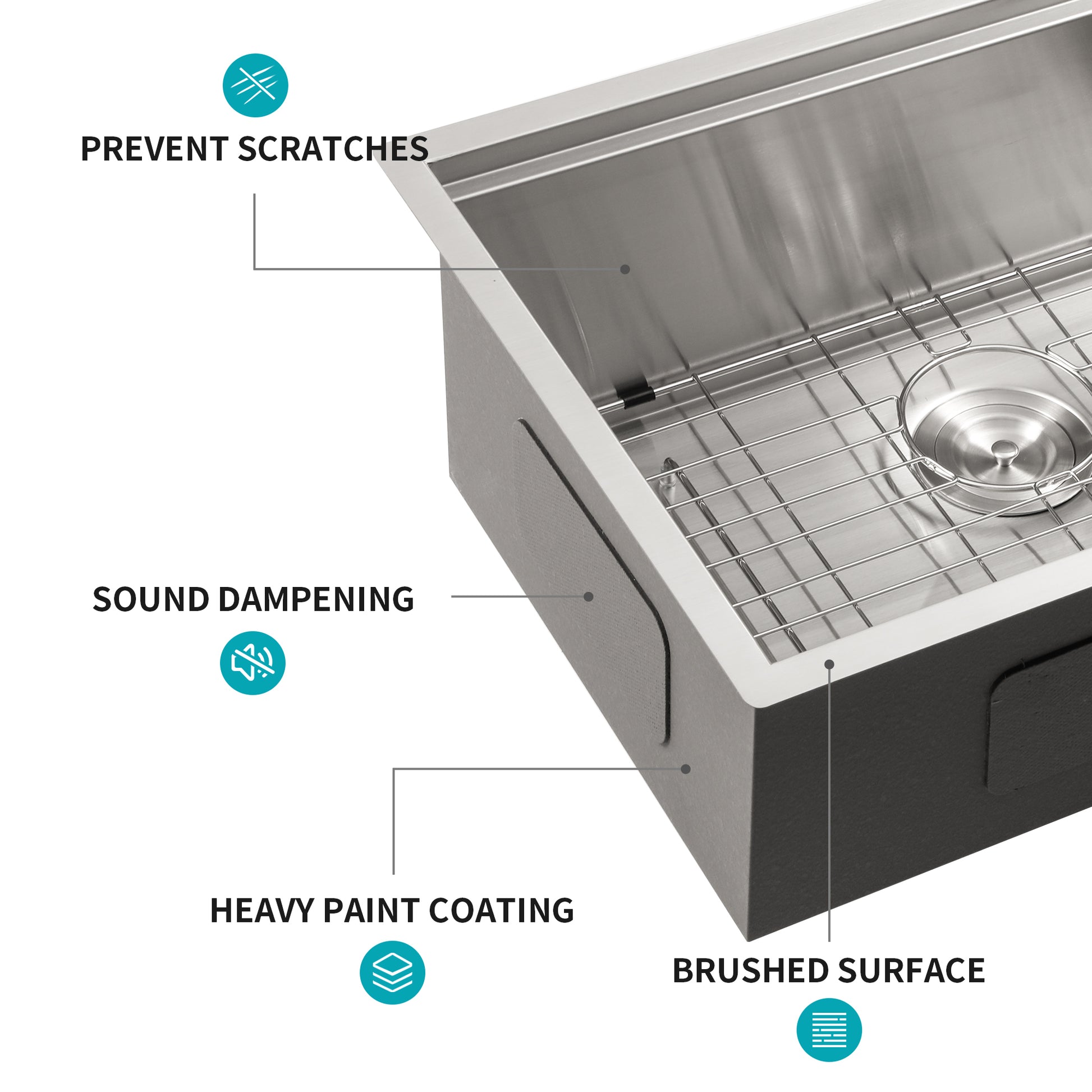 Undermount Workstation Kitchen Sink 30"X18"X 10" Inch Stainless Steel 16 Gauge Deep Single Bowl Sink Brushed Nickel Stainless Steel