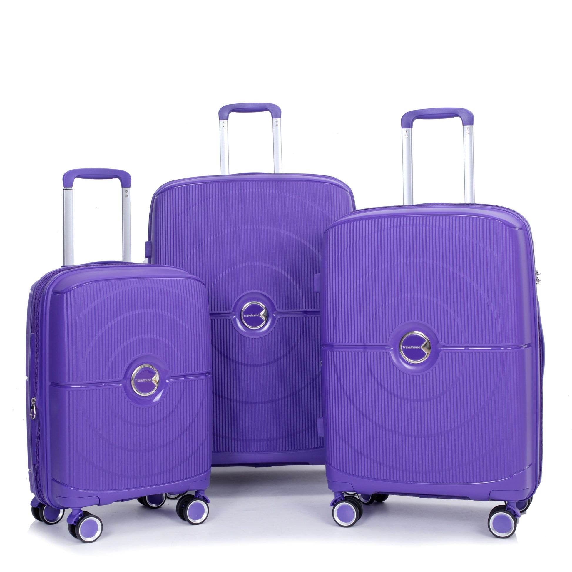 Expandable Hardshell Suitcase Double Spinner Wheels Pp Luggage Sets Lightweight Durable Suitcase With Tsa Lock,3 Piece Set 20 24 28 Purple Purple Polypropylene