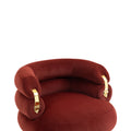 Coolmore Upholstered Velvet Barrel Accent Chair With Ottoman,Accent Comfy Lounge Arm Chair And Footrest Stool Set,Single Sofa Armchair With Lounge Seat For Bedroom,Office Wine Red Wine Red Foam Velvet
