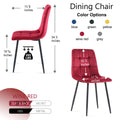 Mid Century Modern Wine Velvet Dining Chairs Set Of 2 For Kitchen, Living Room Wine Red Dining Room Modern Dining Chairs Foam Velvet