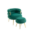 Coolmore Upholstered Velvet Barrel Accent Chair With Ottoman,Accent Comfy Lounge Arm Chair And Folding Footrest Stool Set,Single Sofa Armchair With Lounge Seat For Bedroom,Office Green Green Foam Velvet