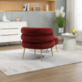 Coolmore Upholstered Velvet Barrel Accent Chair With Ottoman,Accent Comfy Lounge Arm Chair And Footrest Stool Set,Single Sofa Armchair With Lounge Seat For Bedroom,Office Wine Red Wine Red Foam Velvet