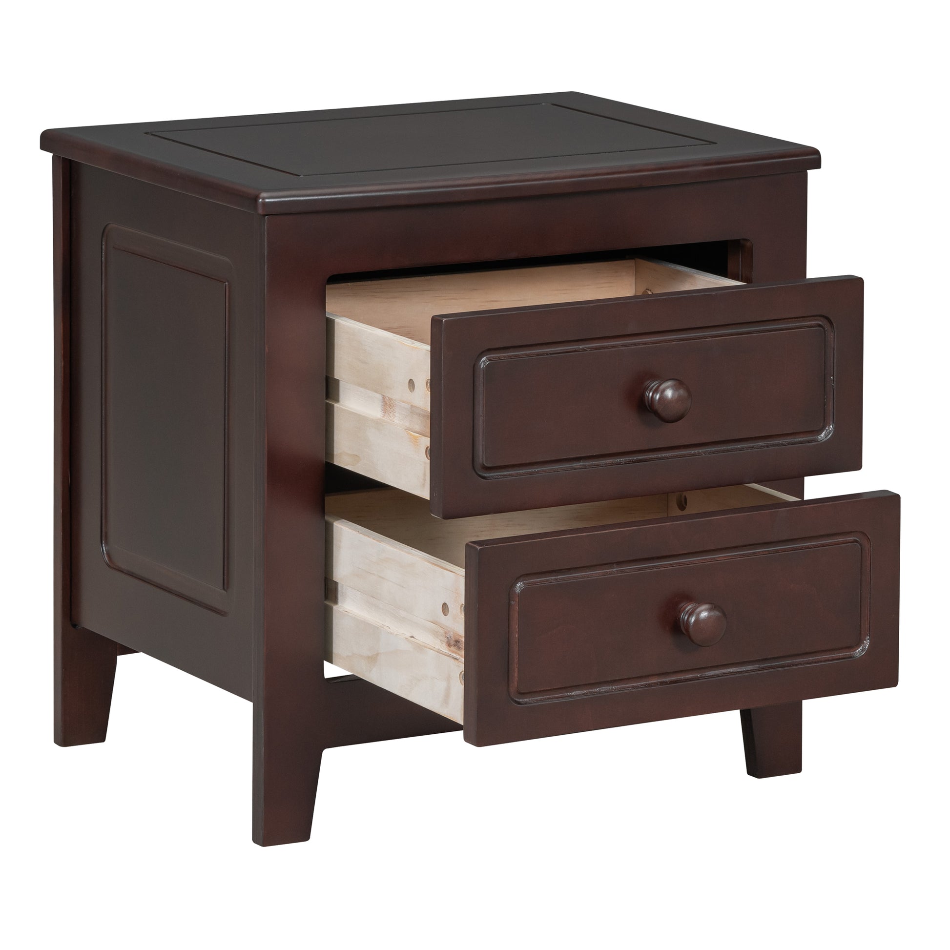 3 Pieces Bedroom Sets,Queen Size Wood Platform Bed And Two Nightstands Dark Walnut Walnut Wood