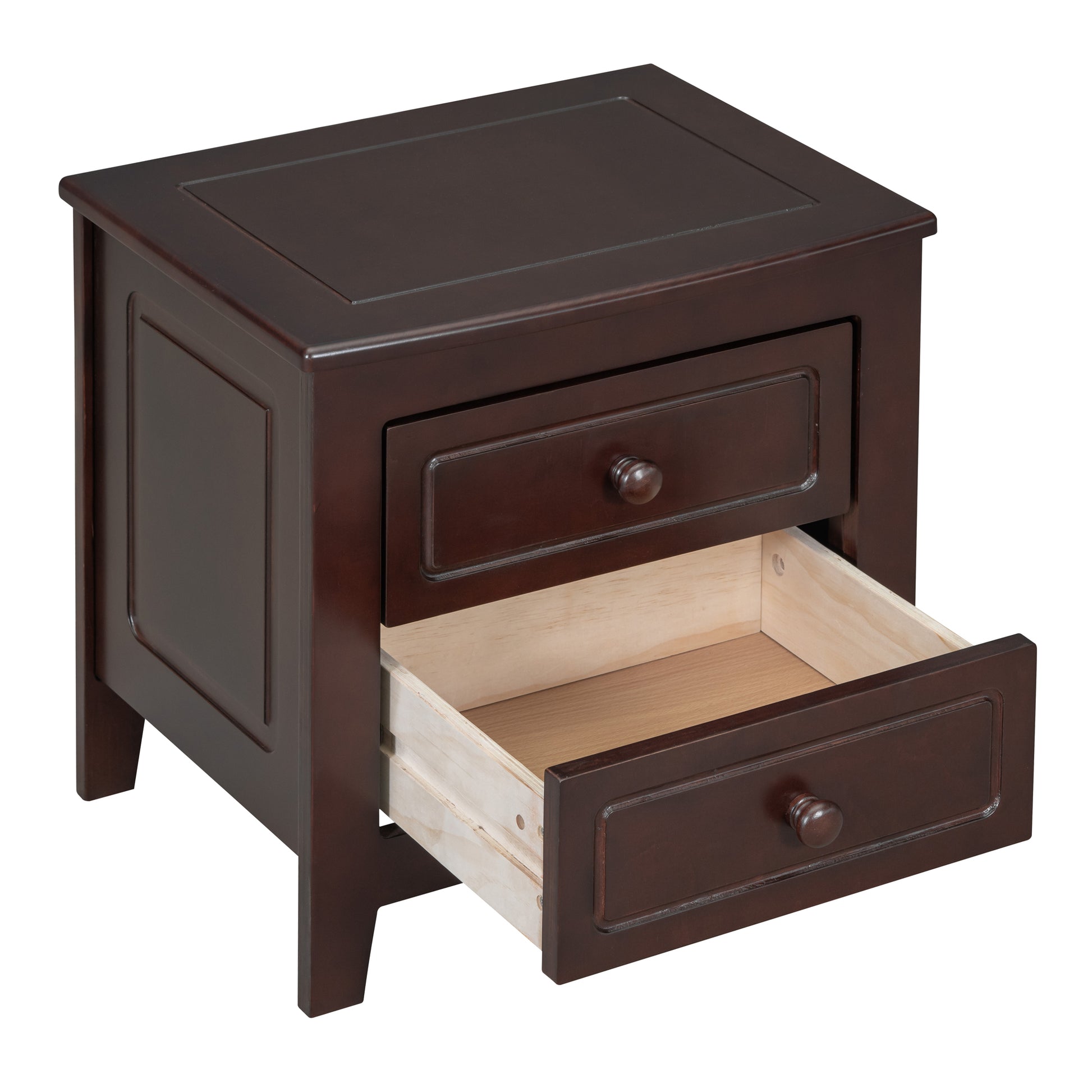 3 Pieces Bedroom Sets,Queen Size Wood Platform Bed And Two Nightstands Dark Walnut Walnut Wood