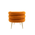 Coolmore Upholstered Velvet Barrel Accent Chair With Ottoman,Accent Comfy Lounge Arm Chair And Folding Footrest Stool Set,Single Sofa Armchair With Lounge Seat For Bedroom,Office Orange Orange Foam Velvet