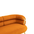 Coolmore Small Loveseat Sofa, Upholstered Mini Couch With Curved Backrest With Stylish Golden Decor, Small Comfy Beautiful Seat Leisure Accent Couch For Living Room, Bedroom, Office Orange Orange Foam Velvet