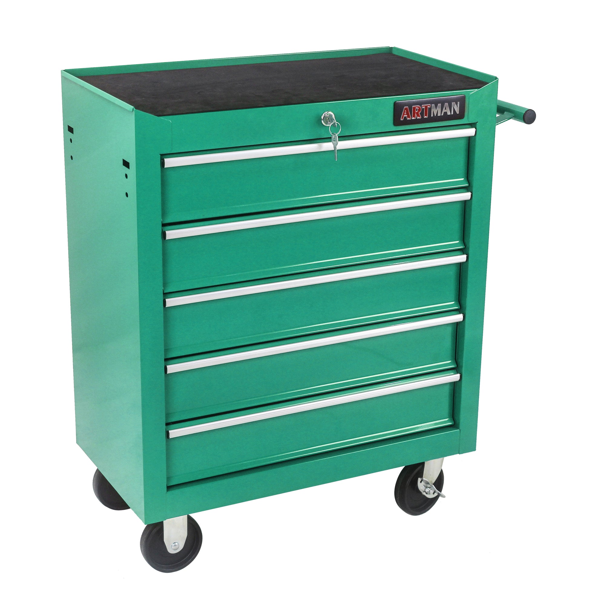 5 Drawers Multifunctional Tool Cart With Wheels Green Green Metal