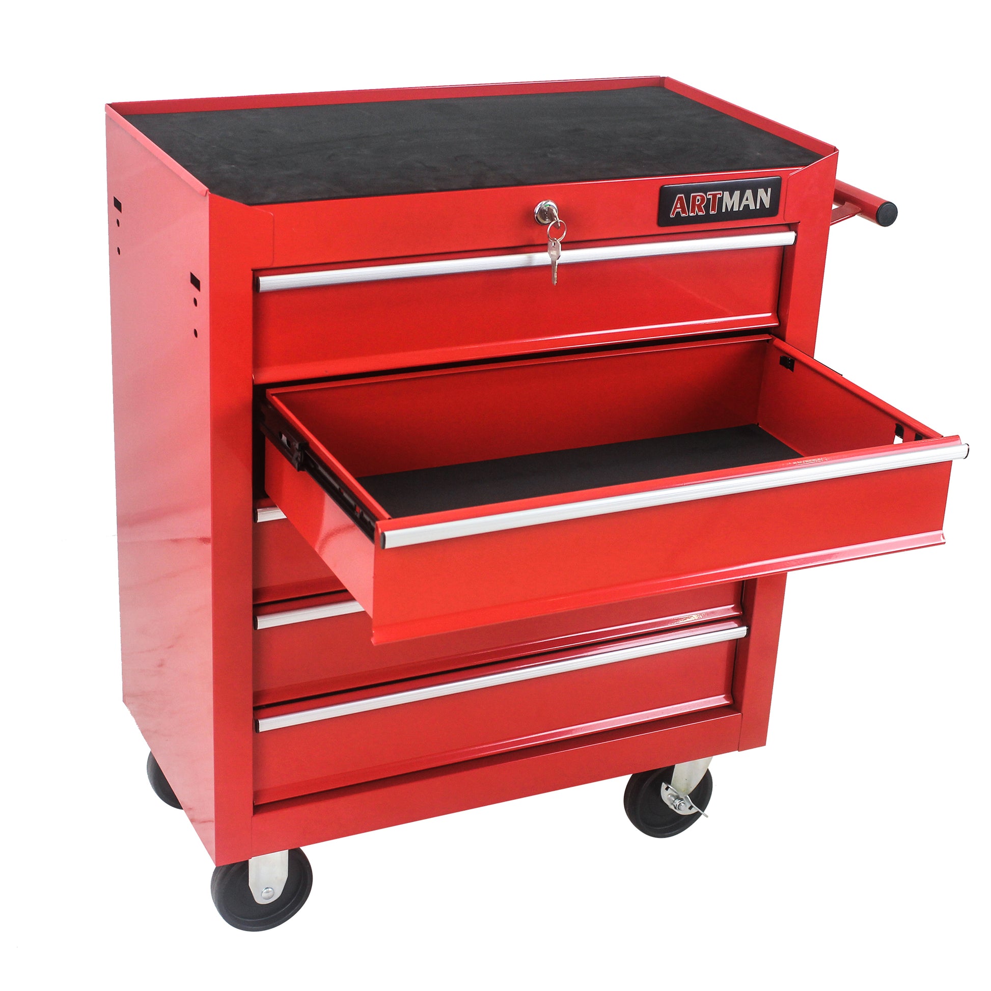 5 Drawers Multifunctional Tool Cart With Wheels Red Red Steel