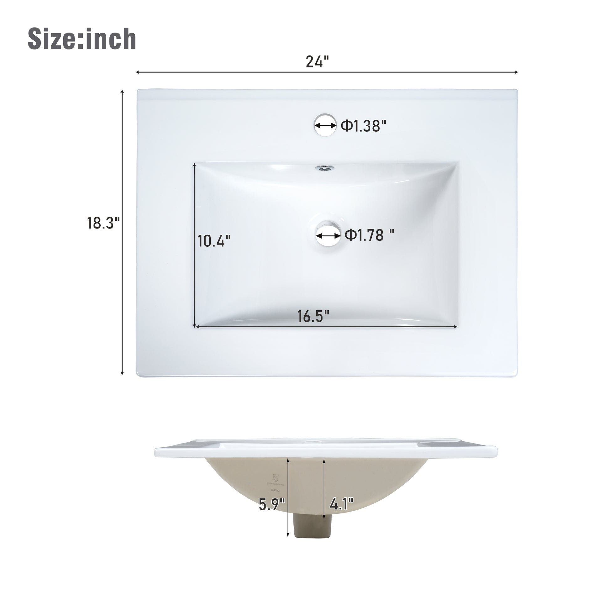 Video 24Inch Modern Bathroom Vanity For Small Bathroom,White Storge Cabinet With Ceramic Sink White Mdf