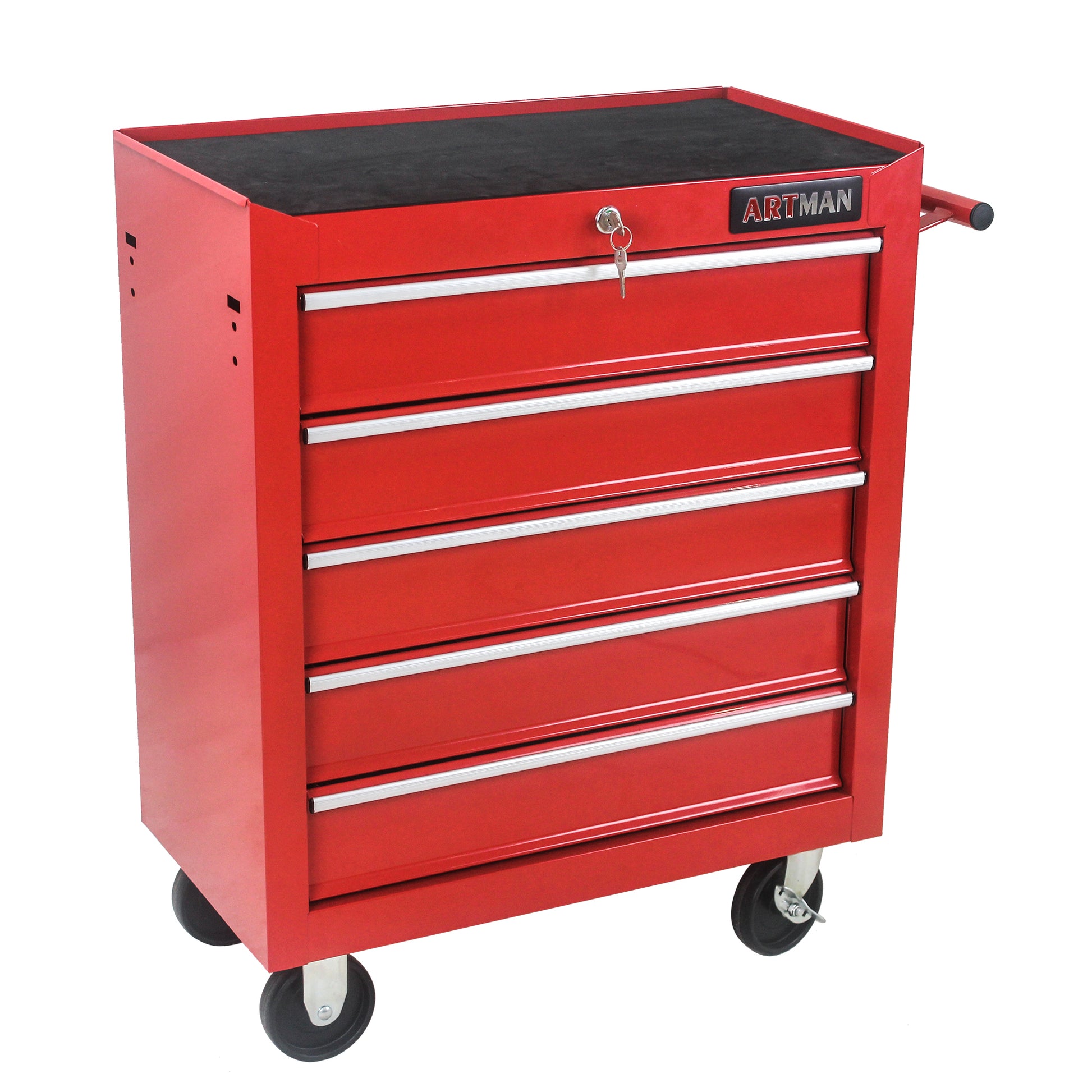 5 Drawers Multifunctional Tool Cart With Wheels Red Red Steel