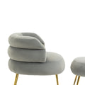 Coolmore Upholstered Velvet Barrel Accent Chair With Ottoman,Accent Comfy Lounge Arm Chair And Folding Footrest Stool Set,Single Sofa Armchair With Lounge Seat For Bedroom,Office Gray Gray Foam Velvet