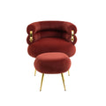 Coolmore Upholstered Velvet Barrel Accent Chair With Ottoman,Accent Comfy Lounge Arm Chair And Footrest Stool Set,Single Sofa Armchair With Lounge Seat For Bedroom,Office Wine Red Wine Red Foam Velvet