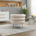 Coolmore Upholstered Velvet Barrel Accent Chair With Ottoman,Accent Comfy Lounge Arm Chair And Footrest Stool Set,Single Sofa Armchair With Lounge Seat For Bedroom,Office Beige Beige Foam Velvet