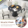 5 Piece Dining Set Retro Round Table With 4 Upholstered Chairs For Living Room, Dining Room Black Black Rubber Wood
